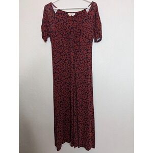 Boden Womens Ruched Jersey Midi Dress Spiced Apple Abstract Size 6R Floral